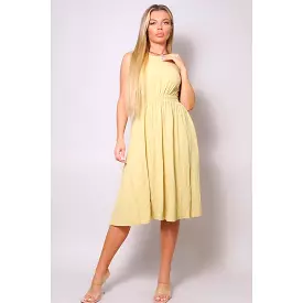 Sleeveless Back Cutout Linen Midi Dress