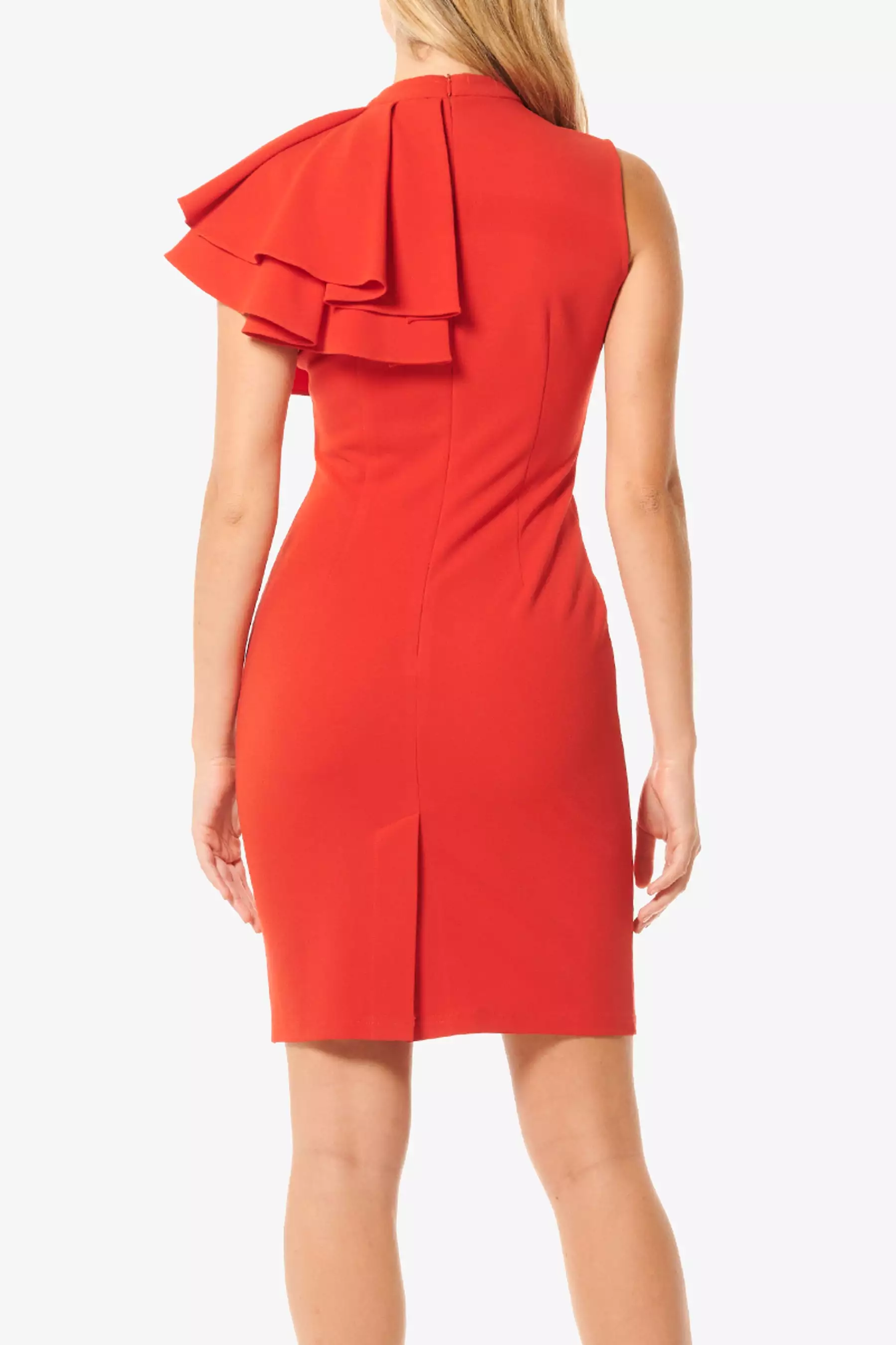 Sleeveless Ruffle Neck Bodycon Dress