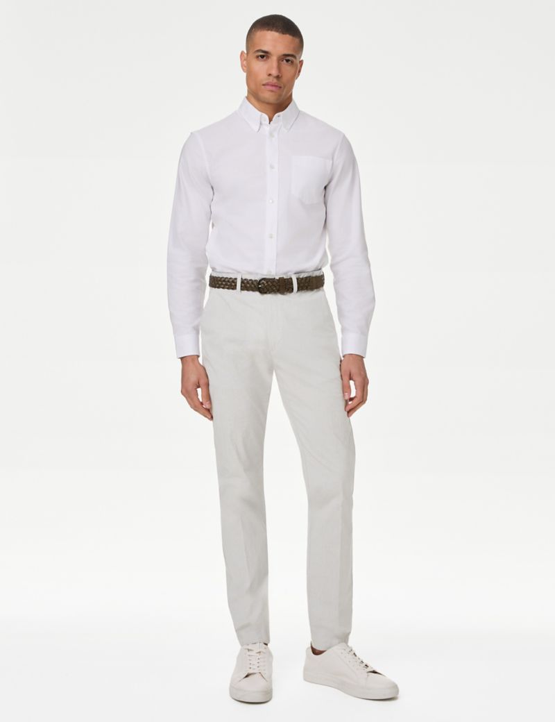 Slim Fit Textured Belted Chinos