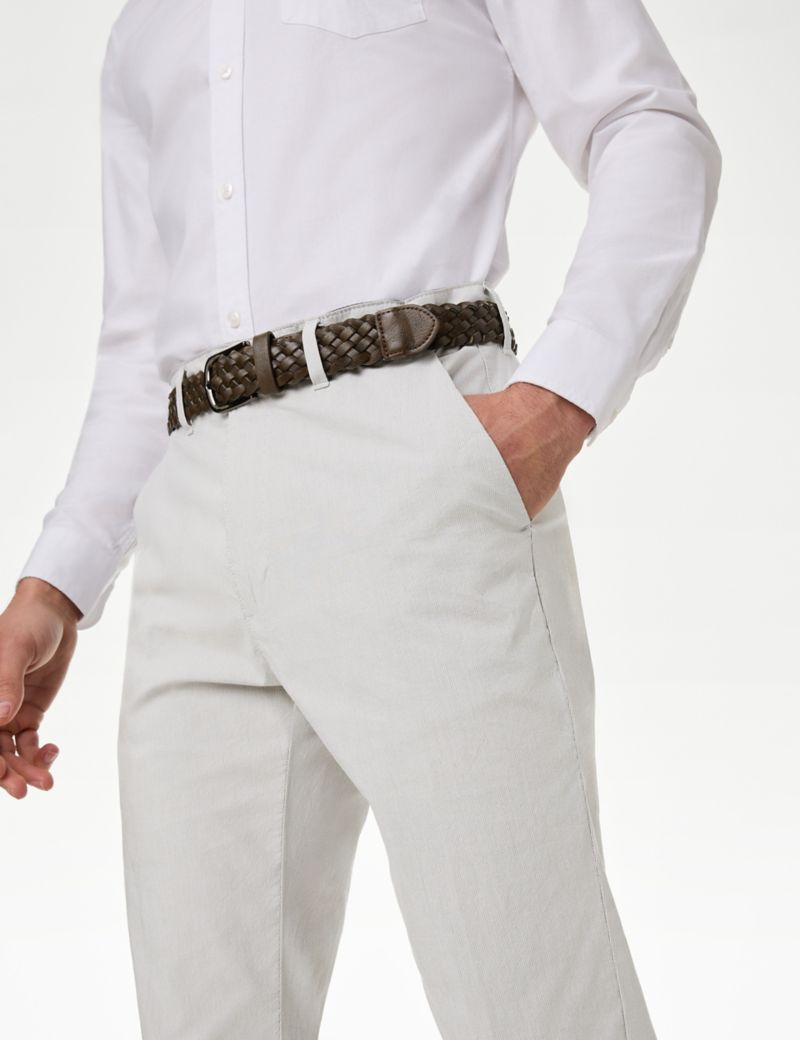 Slim Fit Textured Belted Chinos