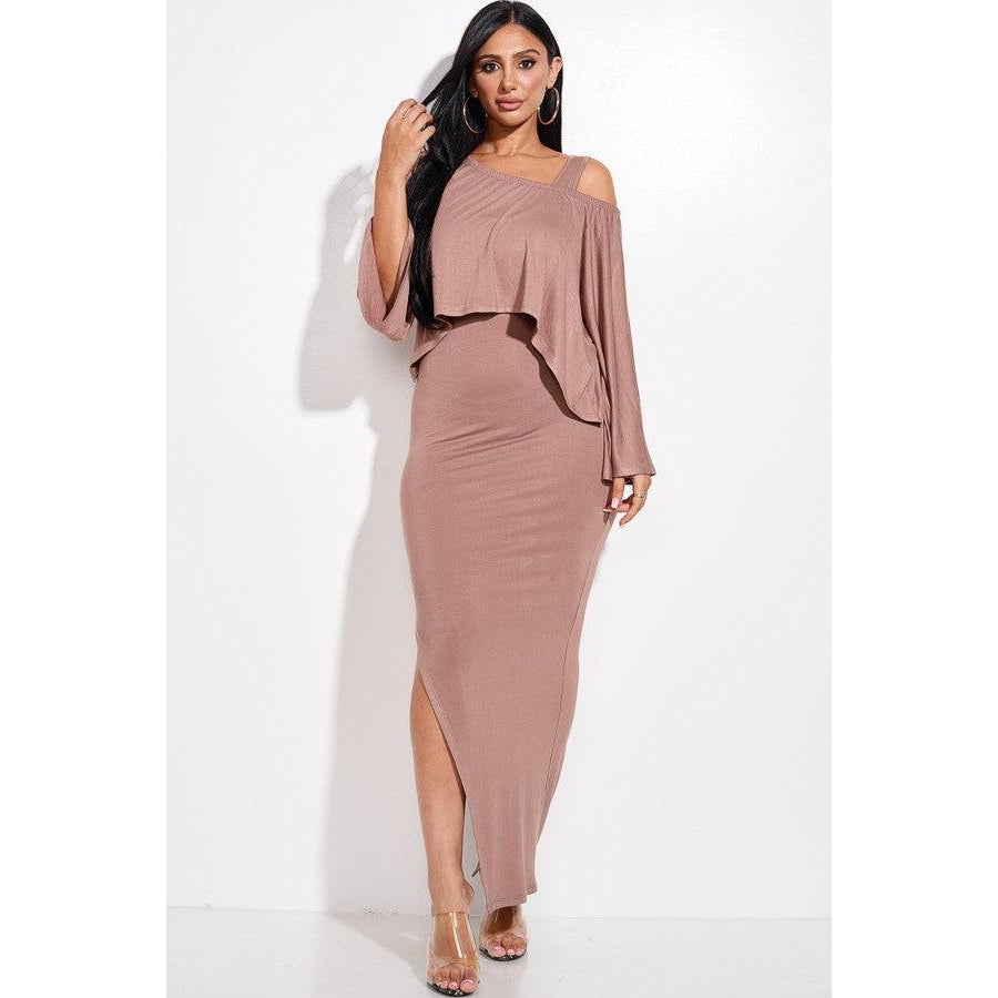 Solid Rayon Spandex Midi Length Tank Dress And Slouchy Cape Top Two Piece Set