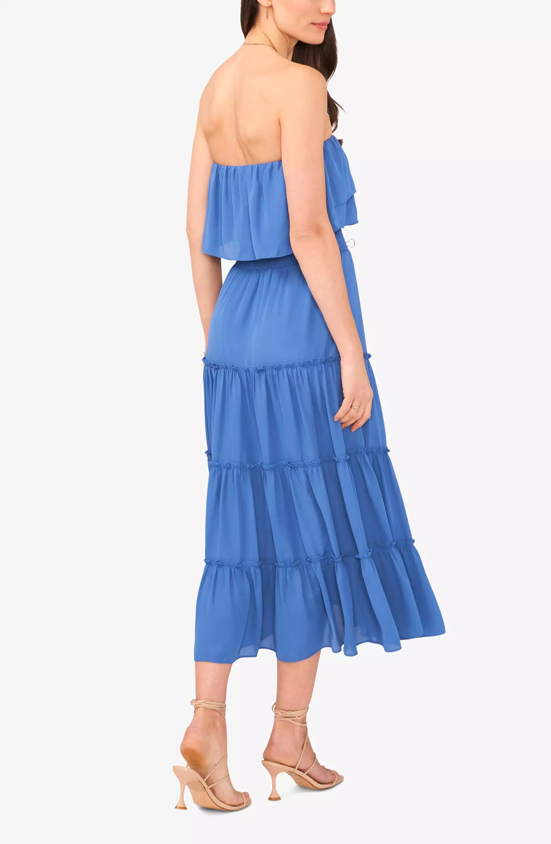 Strapless Ruffle Tiered Off Shoulder Dress