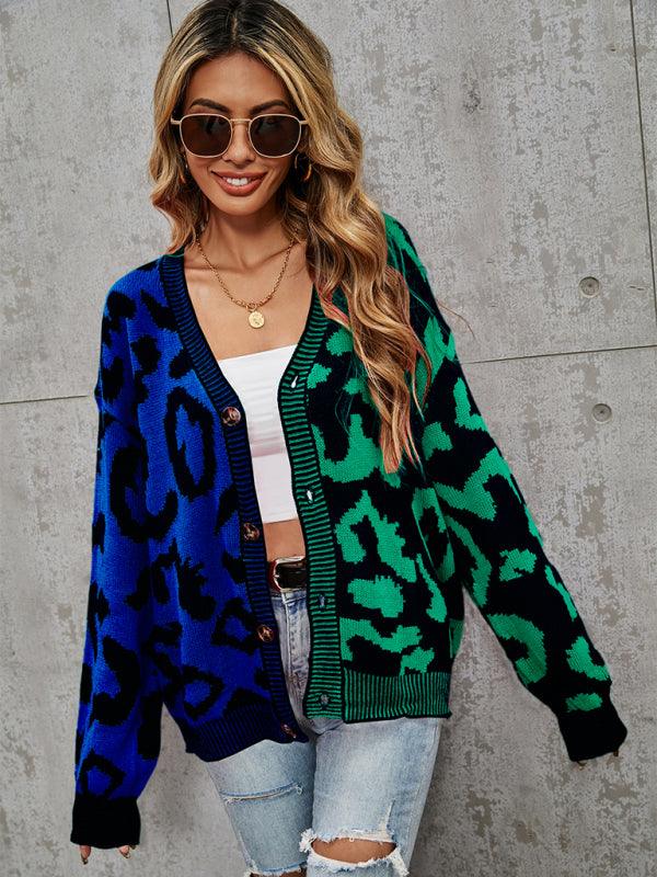 Street Style  Leopard Print Oversized Knit Cardigan Sweater