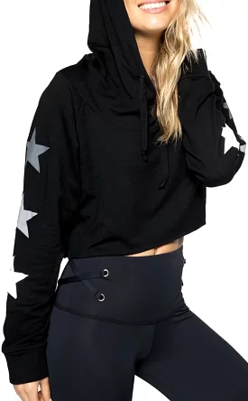 Strut This Crop Hoodie Sweater Black Storm Stars