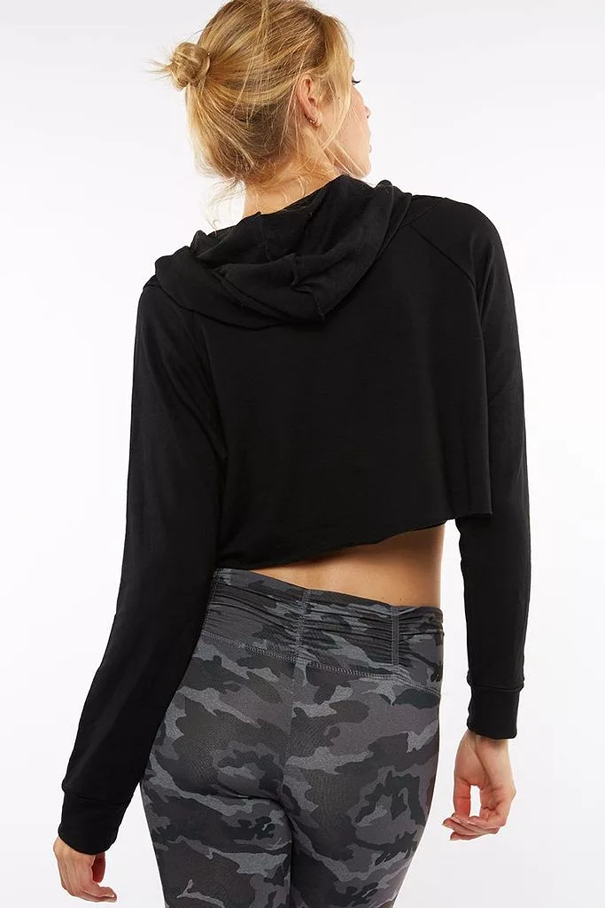 Strut This Crop Hoodie Sweater Black