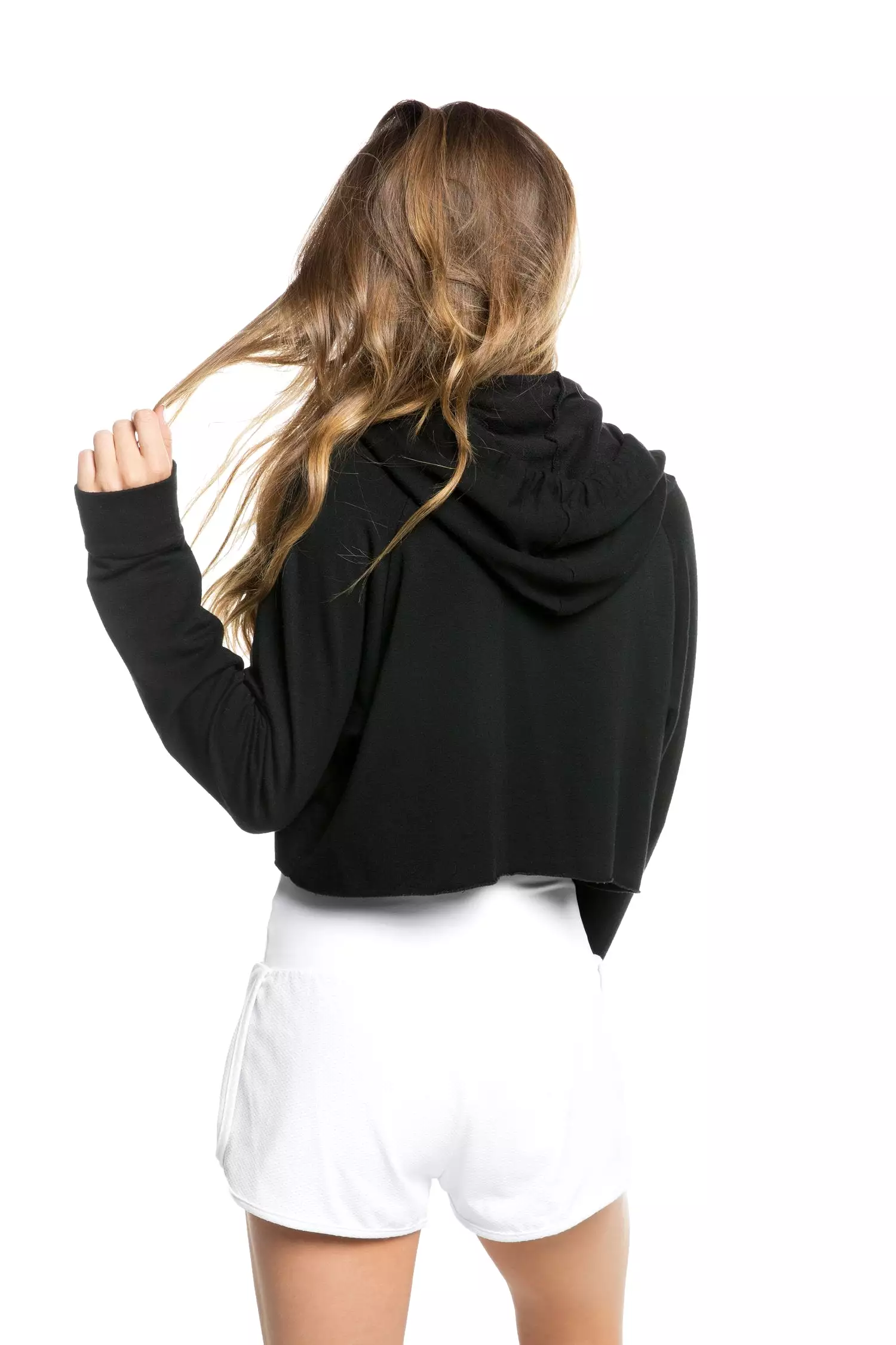 Strut This Sky Crop Hoodie Sweatshirt Kiss Black