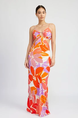 SUNSET YACHT FLORAL CUT OUT MAXI DRESS