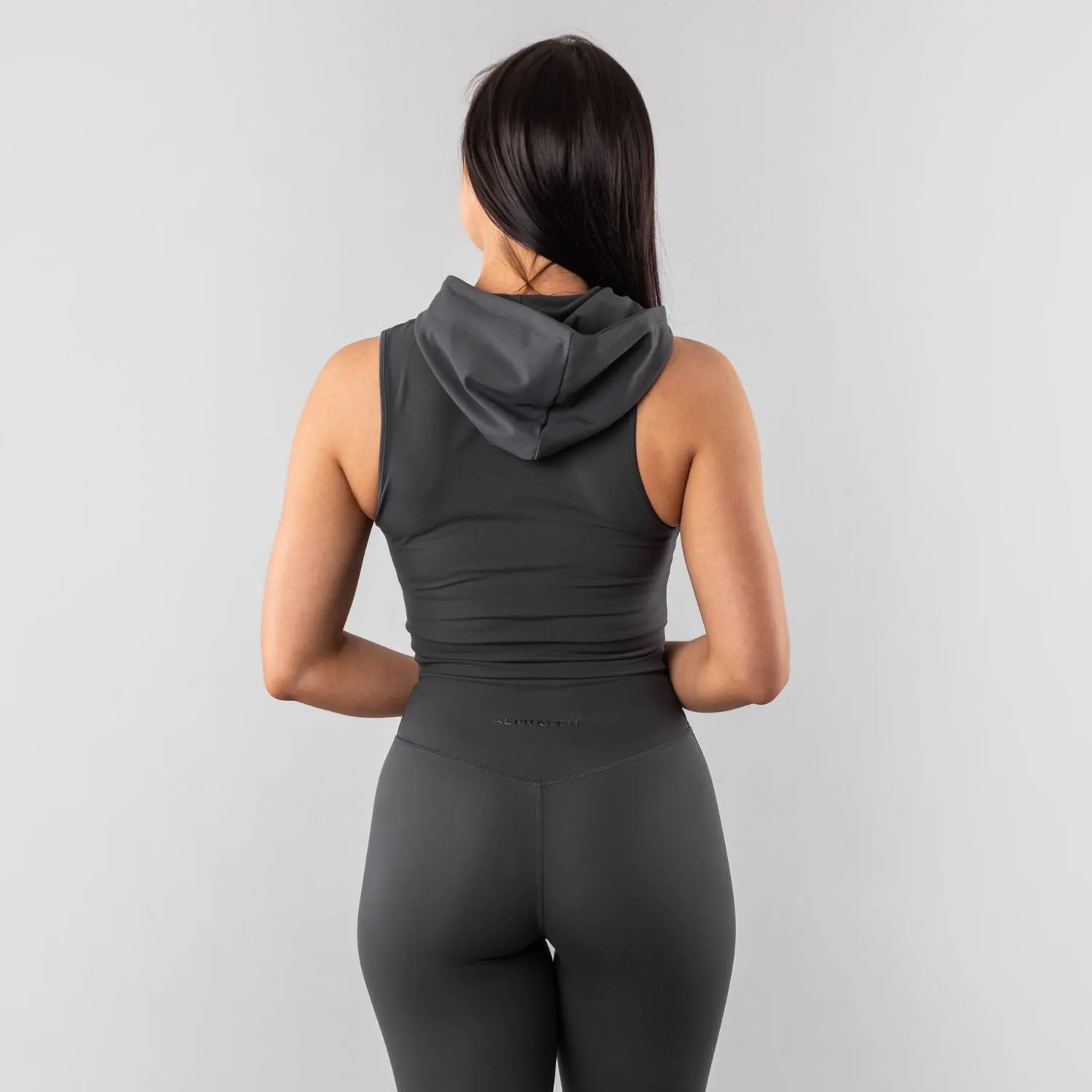 Surface Crop Tank Hoodie - Dark Grey