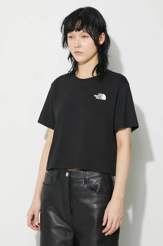 The North Face t-shirt W Simple Dome Cropped Slim Tee women’s black color NF0A87U4JK31