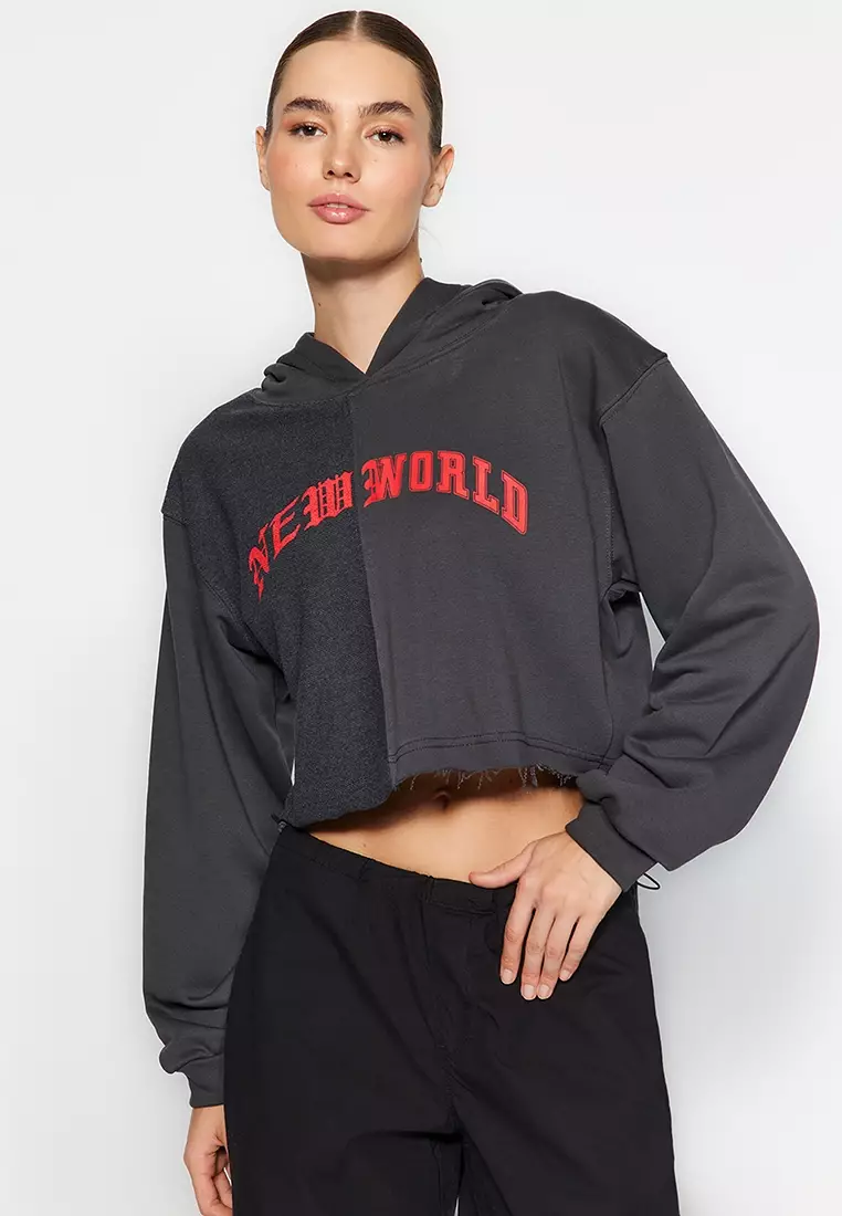 Trendyol Crop Message Hoodie