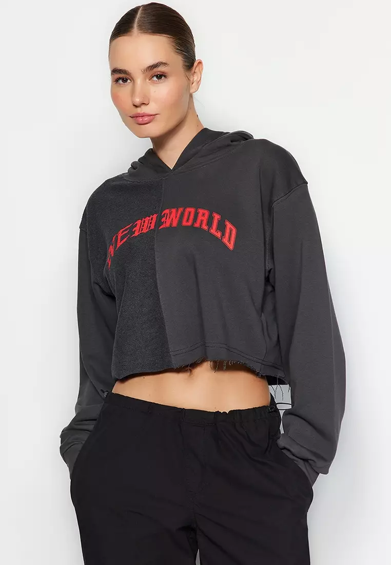 Trendyol Crop Message Hoodie