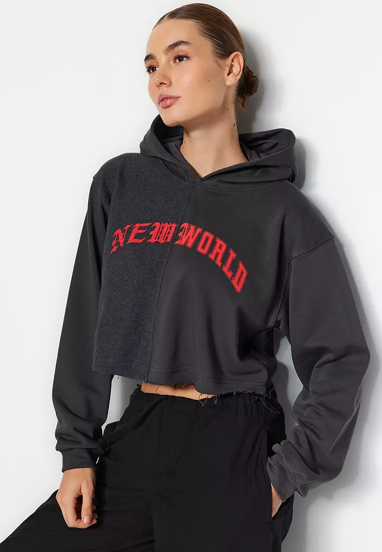 Trendyol Crop Message Hoodie