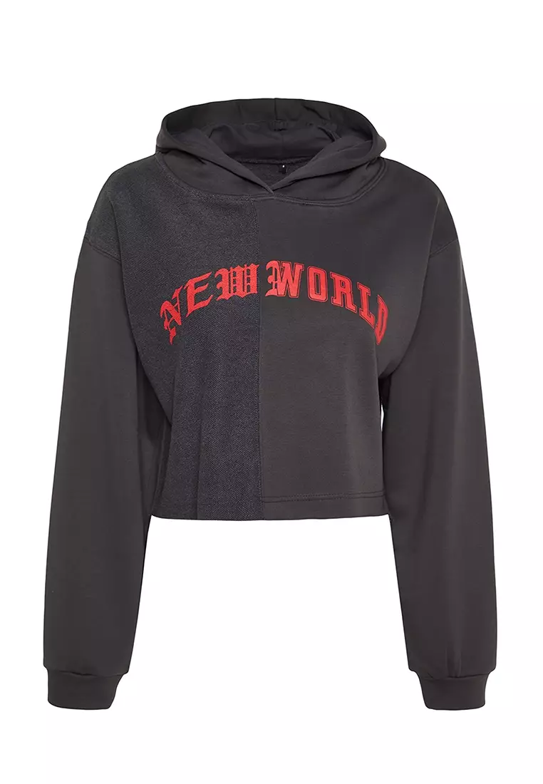 Trendyol Crop Message Hoodie