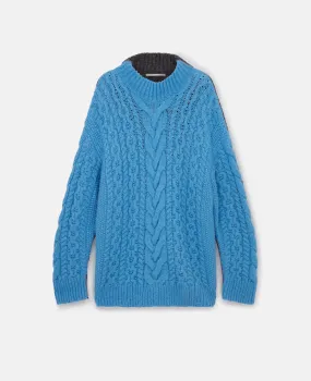 Two-Tone Cable Knit Oversized Sweater