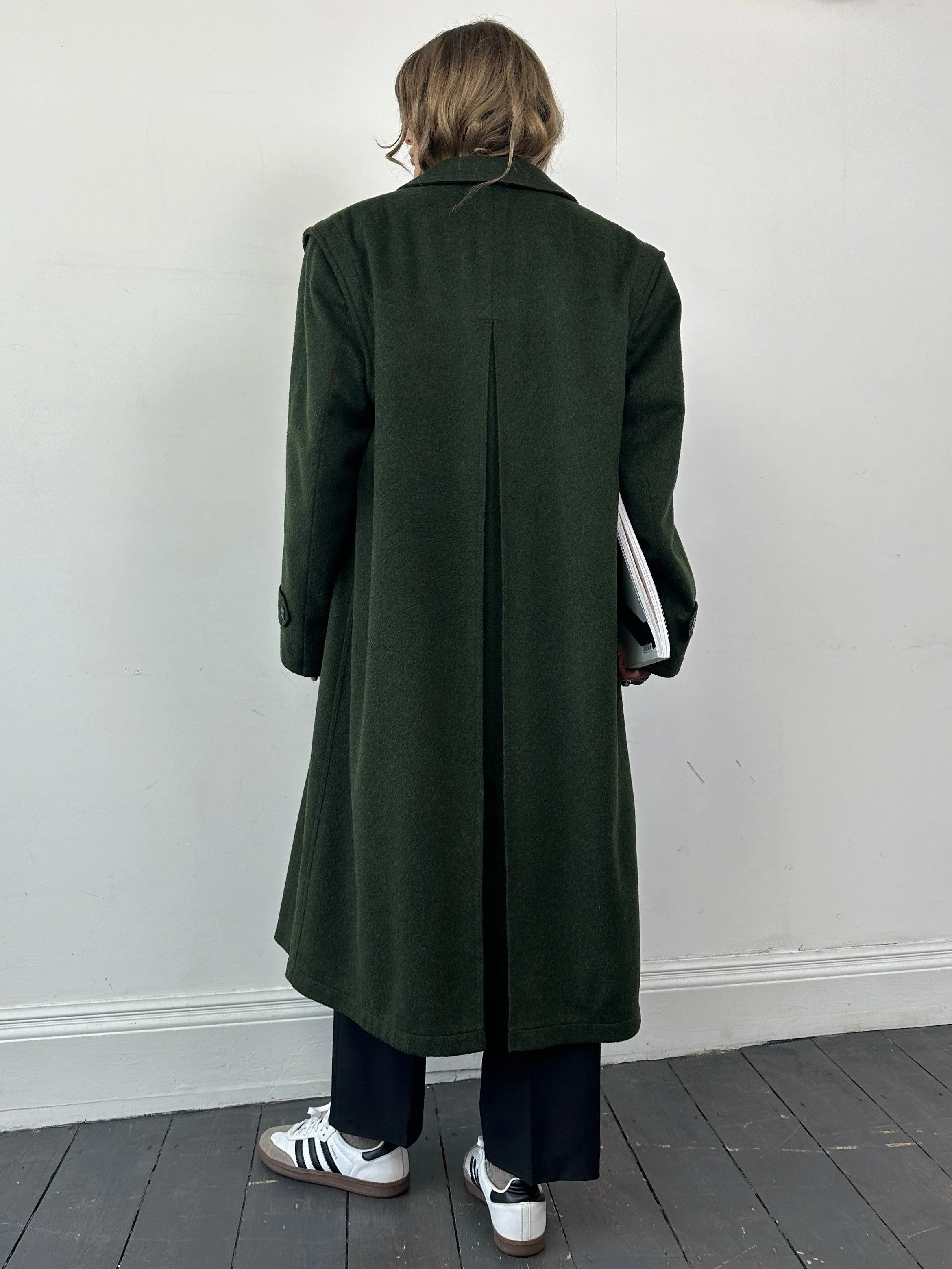 Vintage Wool Concealed Placket Single Breasted Coat - XL