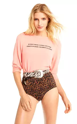 Wildfox Rose Glasses Baggy Beach Jumper Sweater