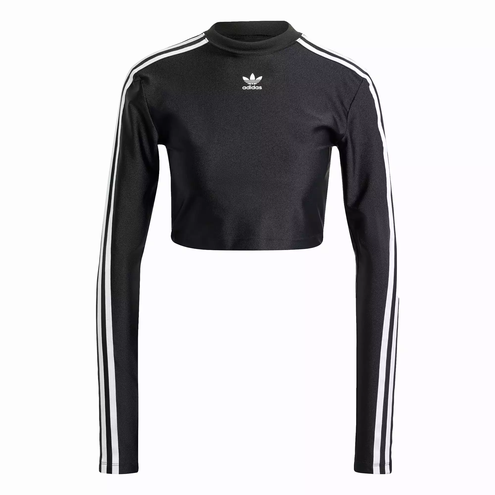 WMN'S 3-STRIPES CROPPED LONG SLEEVE TEE 'BLACK'