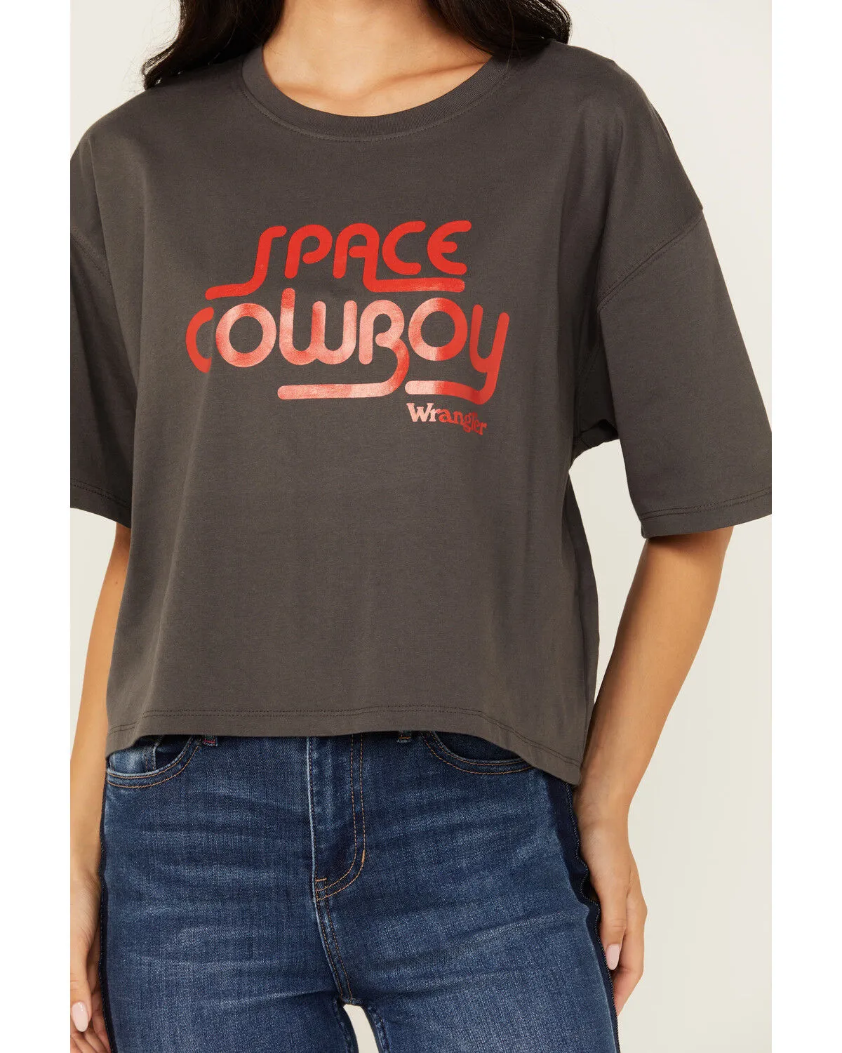 Wrangler Women's Space Cowboy Boxy Cropped Graphic Tee