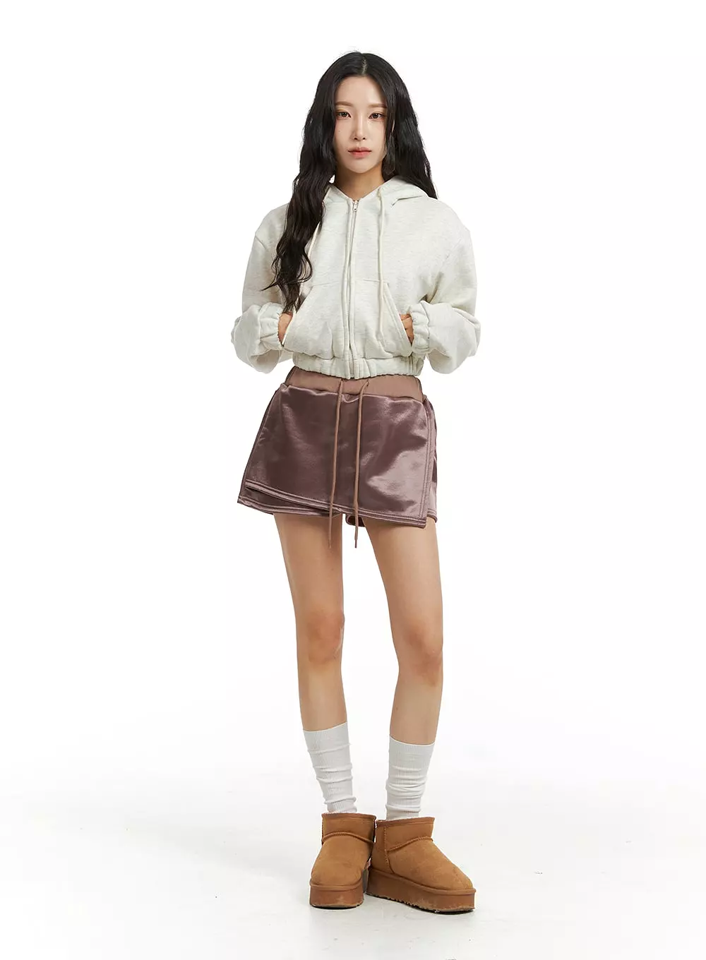 Zip-Up Crop Hoodie Jacket CJ409