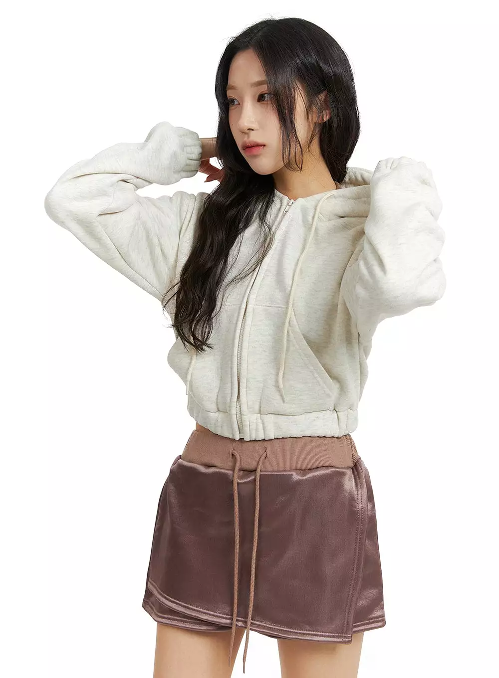 Zip-Up Crop Hoodie Jacket CJ409