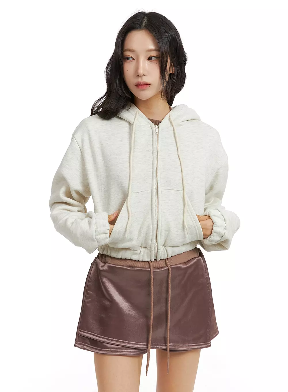 Zip-Up Crop Hoodie Jacket CJ409